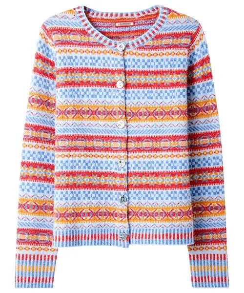 Knitwear and Cardigans Apparel Bonnie Fairisle Cardigan Blue Joebrowns Knitwear and Cardigans Apparel Bonnie Fairisle Cardigan Blue Joebrowns