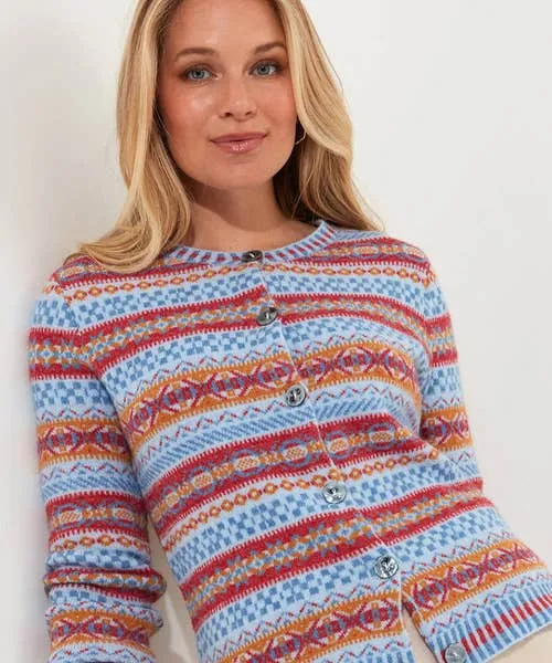 Knitwear and Cardigans Apparel Bonnie Fairisle Cardigan Blue Joebrowns Knitwear and Cardigans Apparel Bonnie Fairisle Cardigan Blue Joebrowns