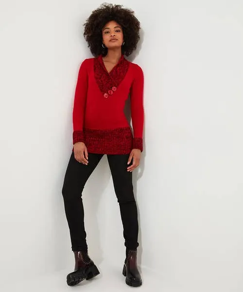 Knitwear and Cardigans Curiously Cosy Knit BlackRed Joebrowns Apparel Knitwear and Cardigans Curiously Cosy Knit BlackRed Joebrowns Apparel