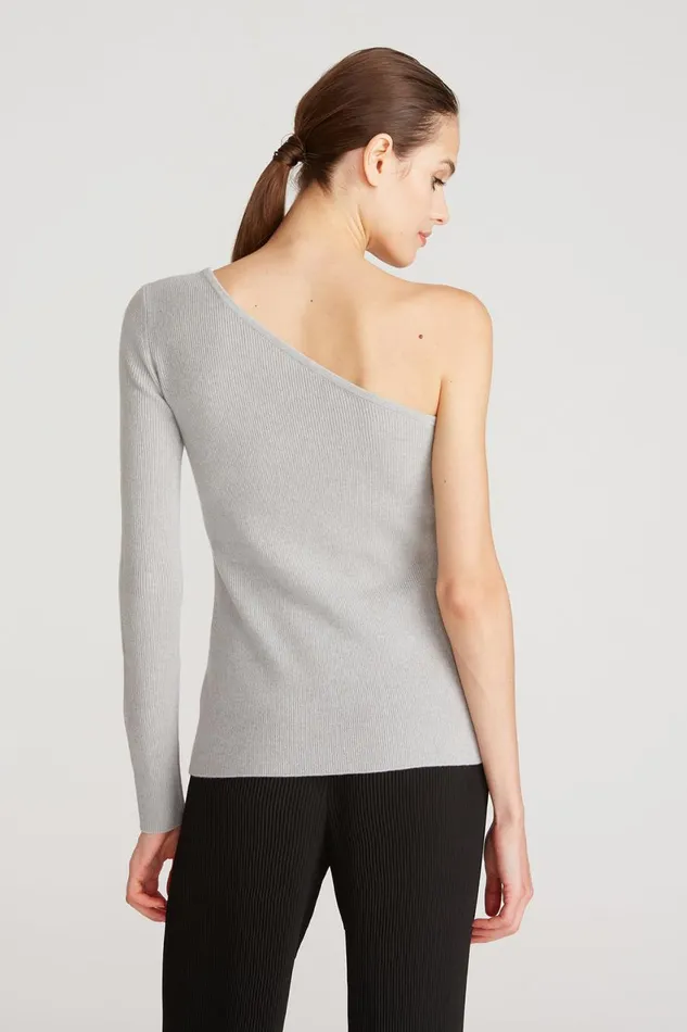 Knitwear Women Halston Aj One Shoulder Sweater Dove Grey