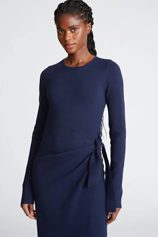 Knitwear Women Halston Anok Dress In Matte Viscose Navy