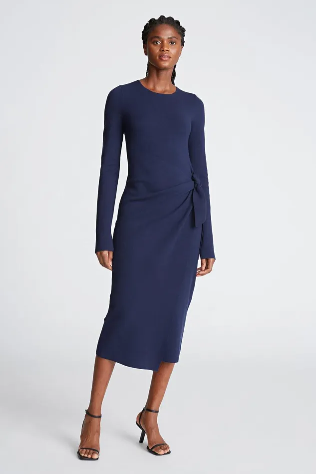 Knitwear Women Halston Anok Dress In Matte Viscose Navy
