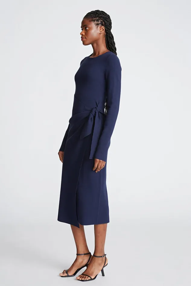 Knitwear Women Halston Anok Dress In Matte Viscose Navy