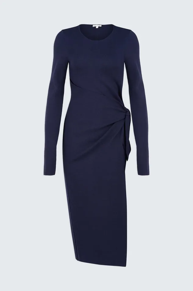 Knitwear Women Halston Anok Dress In Matte Viscose Navy