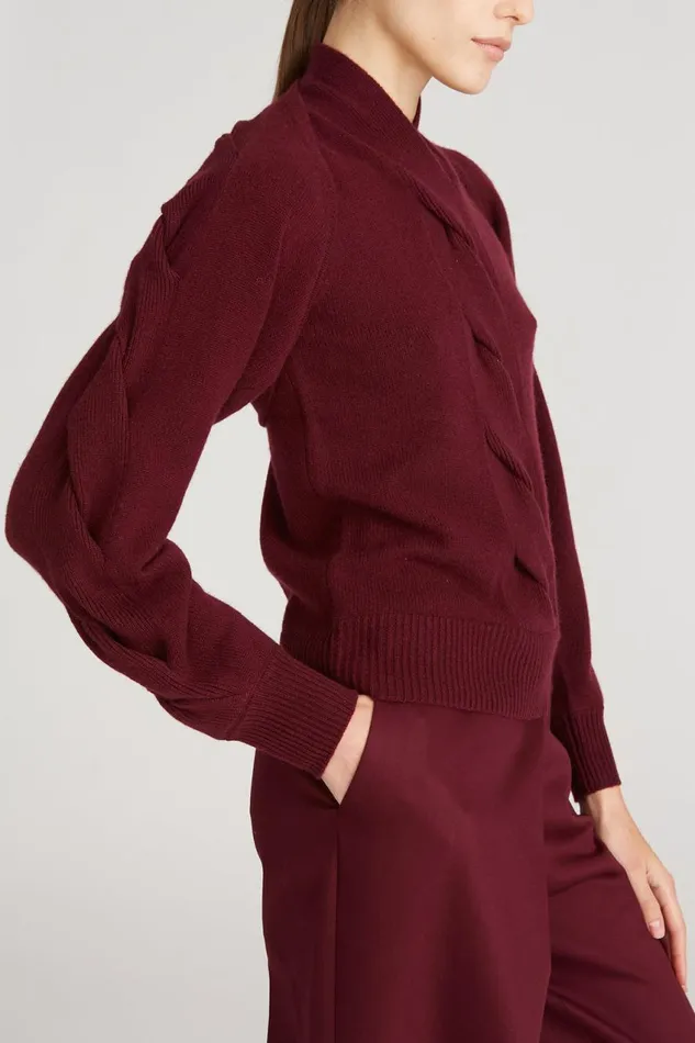 Knitwear Women Halston Auden Wool Cash Cable Shrug Merlot