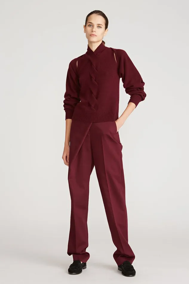 Knitwear Women Halston Auden Wool Cash Cable Shrug Merlot