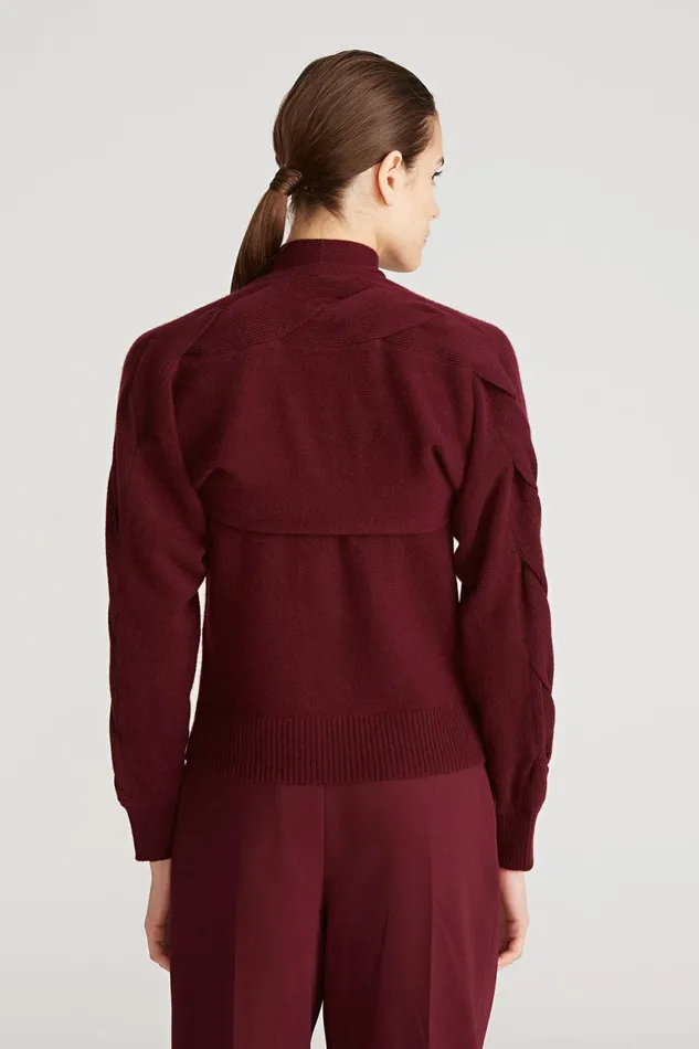 Knitwear Women Halston Auden Wool Cash Cable Shrug Merlot