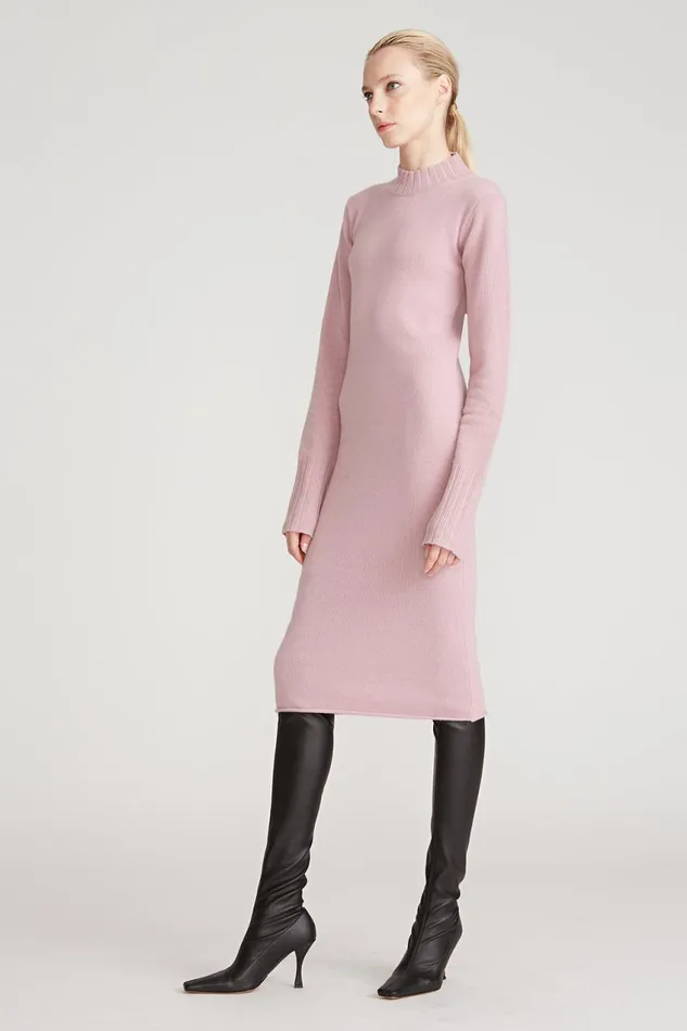 Knitwear Women Halston Brinkley Wool Cashmere Dress Dusty Rose