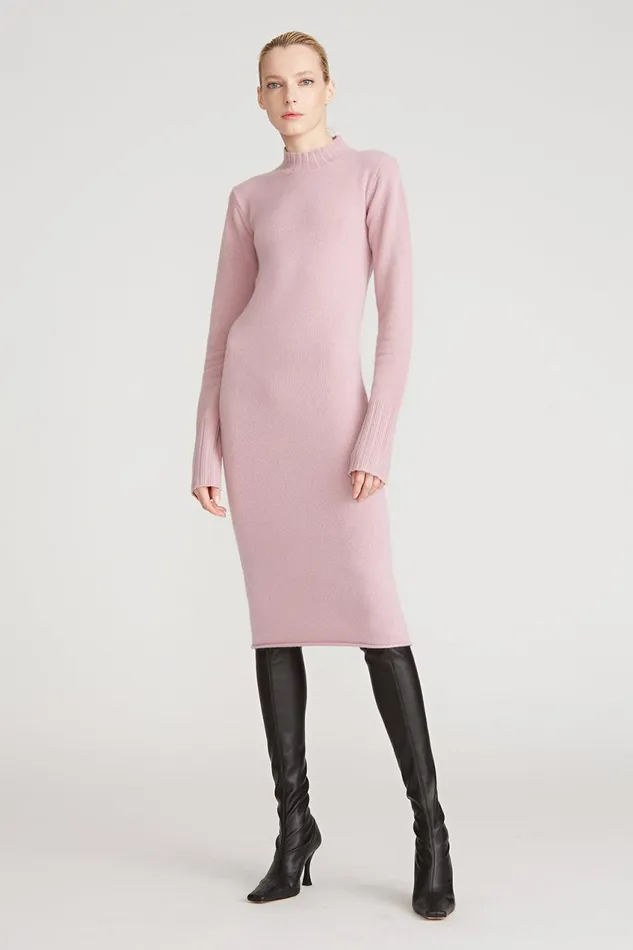 Knitwear Women Halston Brinkley Wool Cashmere Dress Dusty Rose