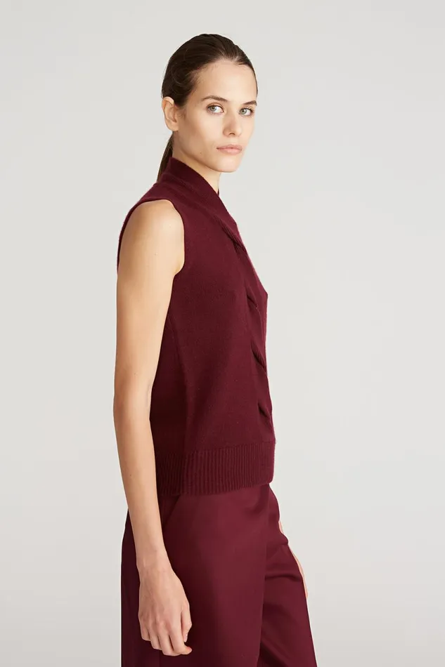 Knitwear Women Halston Fay Wool Cash Cable Sweater Merlot