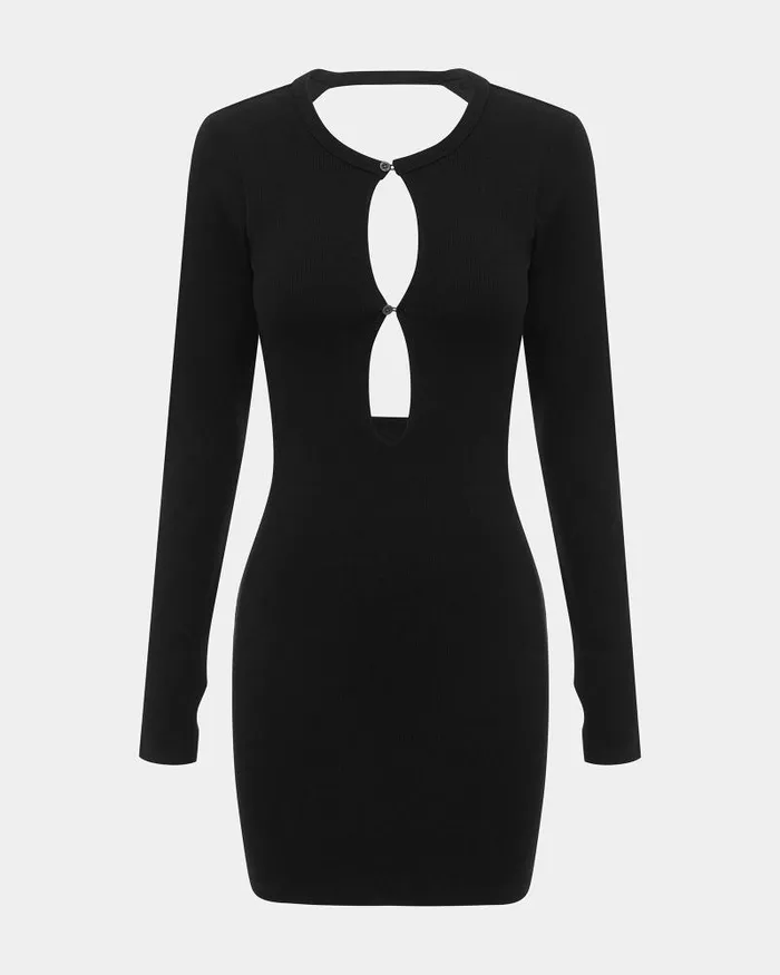 Ksubi Arise Ls Keyhole Dress Black Womens Dresses