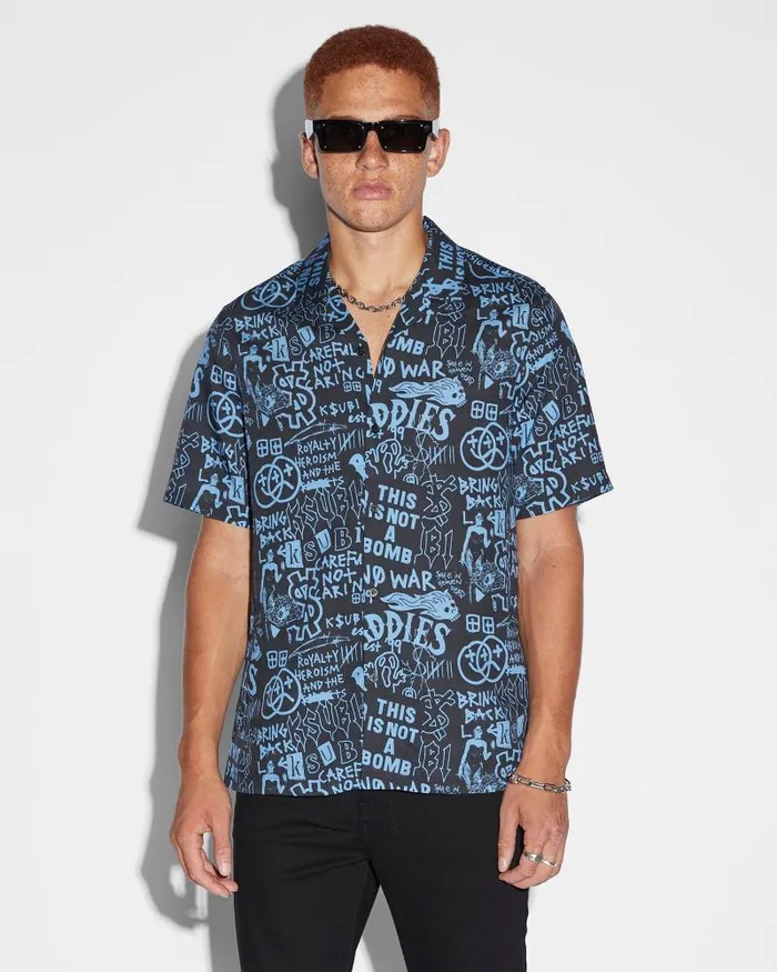Ksubi Baddies Resort Ss Shirt Blue Mens Shirts