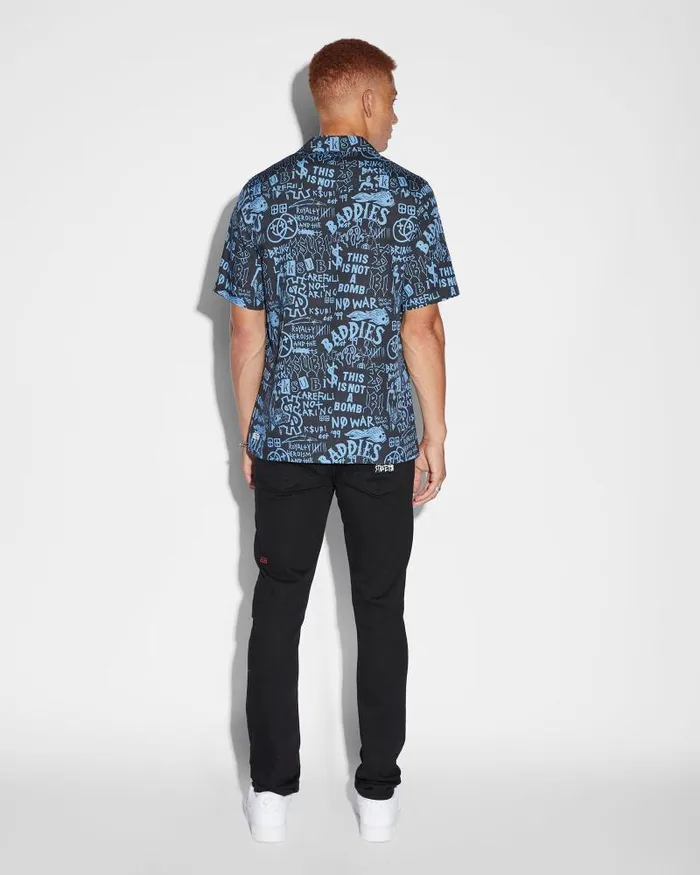 Ksubi Baddies Resort Ss Shirt Blue Mens Shirts