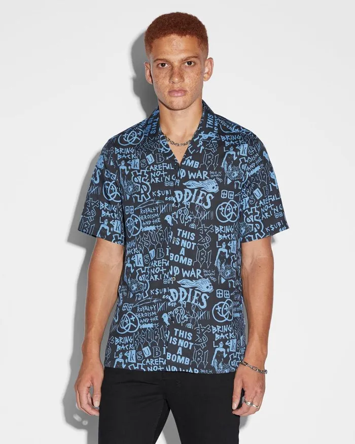 Ksubi Baddies Resort Ss Shirt Blue Mens Shirts