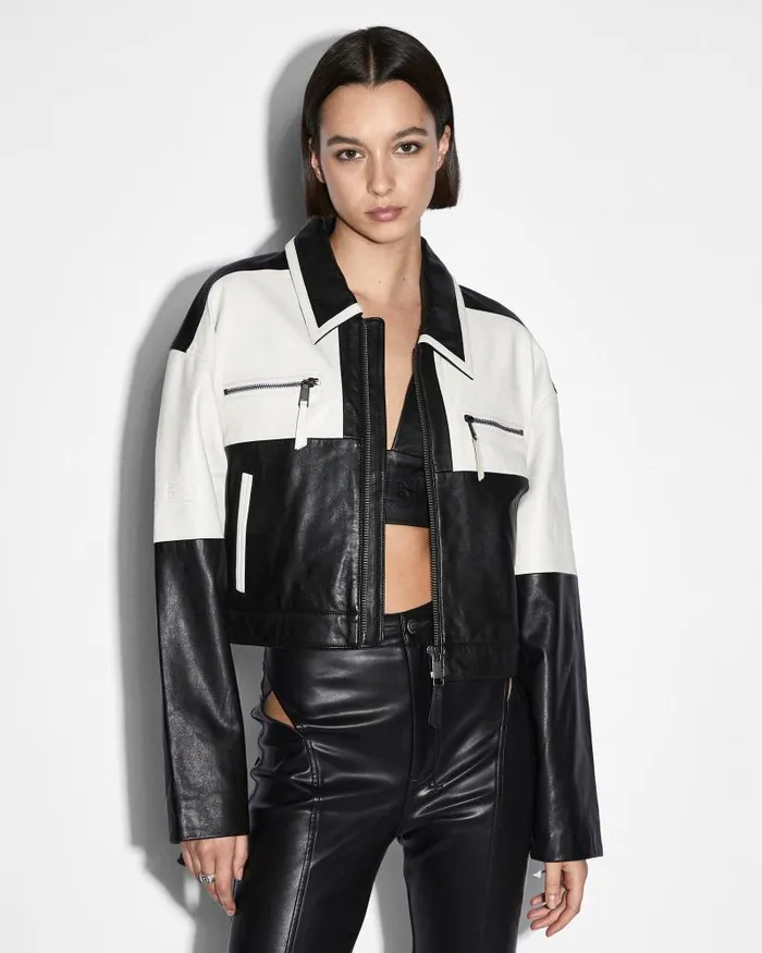 Ksubi Emblem Boxy Biker Blackwhite Womens Jackets