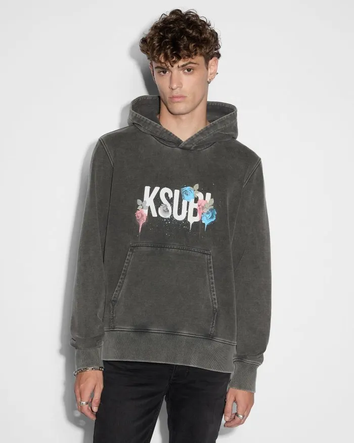 Ksubi Graff Rose Kash Hoodie Acid Grey Mens Sweats