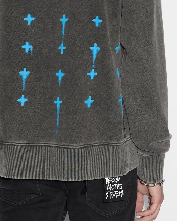 Ksubi Graff Rose Kash Hoodie Acid Grey Mens Sweats