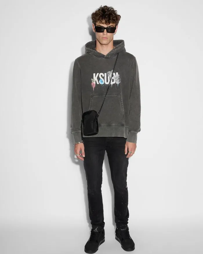 Ksubi Graff Rose Kash Hoodie Acid Grey Mens Sweats