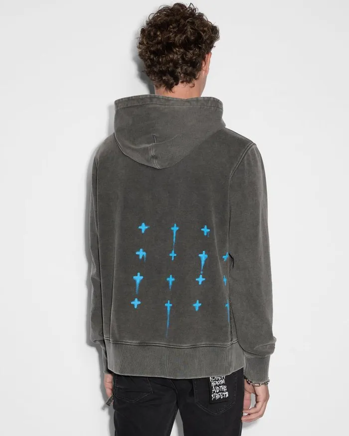 Ksubi Graff Rose Kash Hoodie Acid Grey Mens Sweats