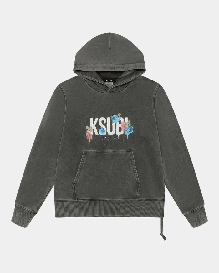 Ksubi Graff Rose Kash Hoodie Acid Grey Mens Sweats