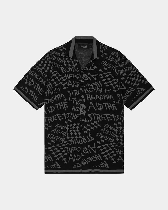 Ksubi Heroism Knit Resort Ss Shirt Black Mens Shirts