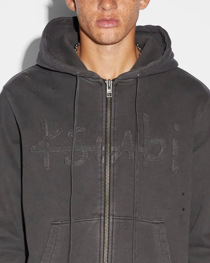 Ksubi Ksubi Kash Zip Thru Hoodie Faded Black Mens Hoodies and Sweatshirts