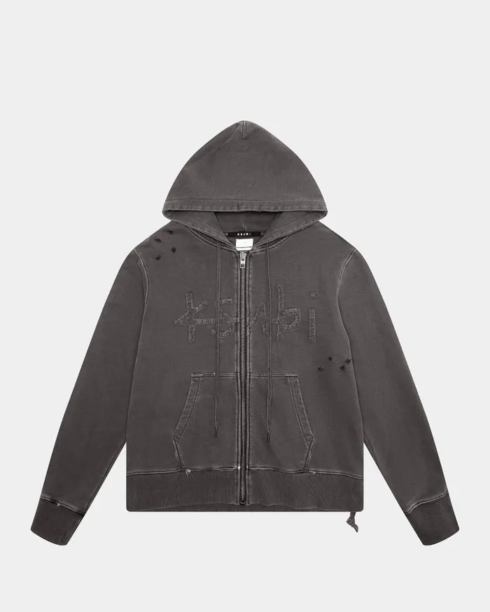 Ksubi Ksubi Kash Zip Thru Hoodie Faded Black Mens Hoodies and Sweatshirts