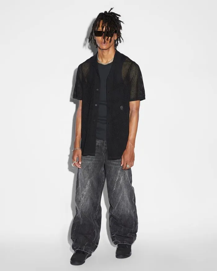 Ksubi Net Worth Knit Resort Ss Shirt Black Mens Knits