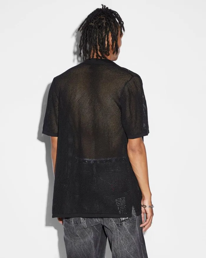 Ksubi Net Worth Knit Resort Ss Shirt Black Mens Knits