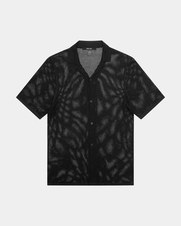 Ksubi Net Worth Knit Resort Ss Shirt Black Mens Knits