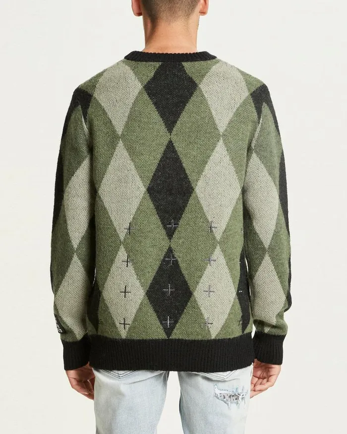 Ksubi Old Dollar Knit Crew Green Mens Knits