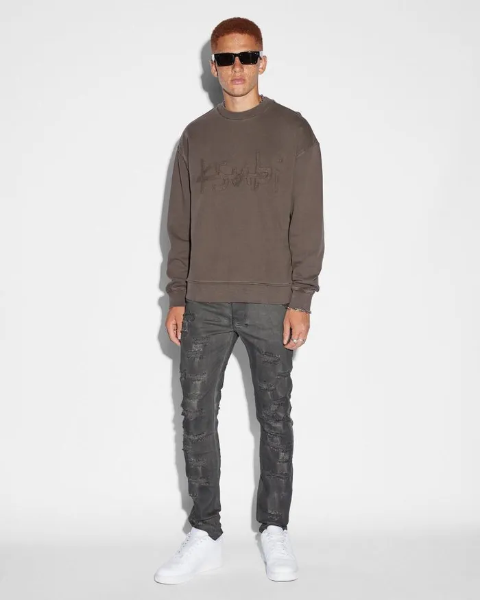 Ksubi Plus Applique Biggie Crew Java Mens Hoodies and Sweatshirts