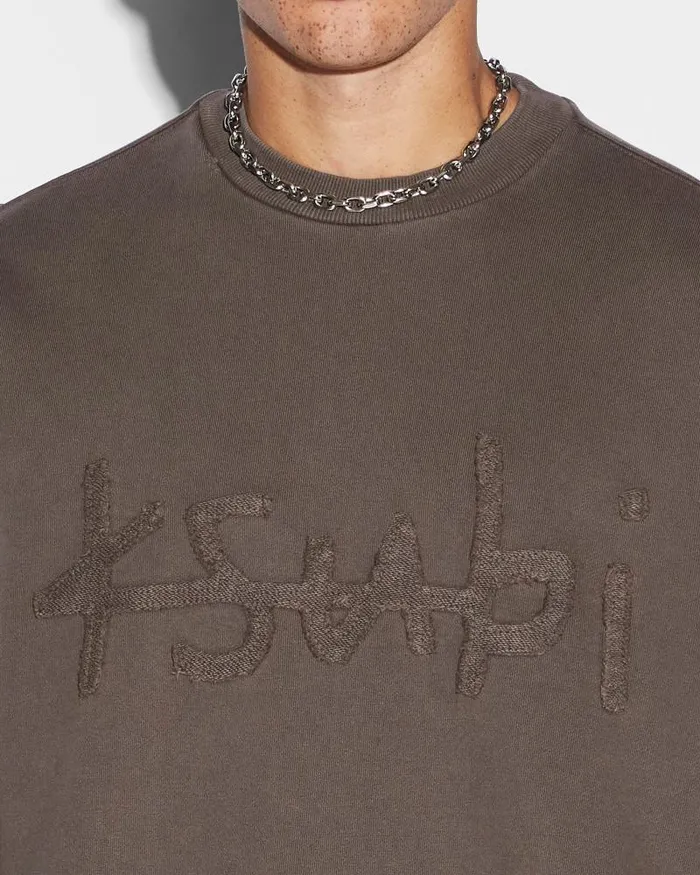 Ksubi Plus Applique Biggie Crew Java Mens Hoodies and Sweatshirts