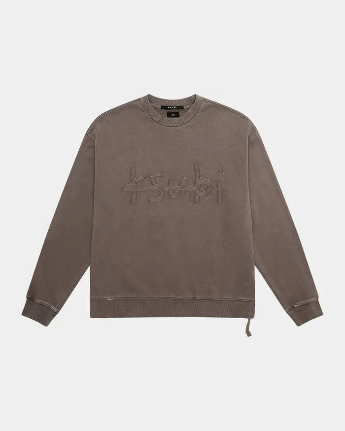 Ksubi Plus Applique Biggie Crew Java Mens Hoodies and Sweatshirts