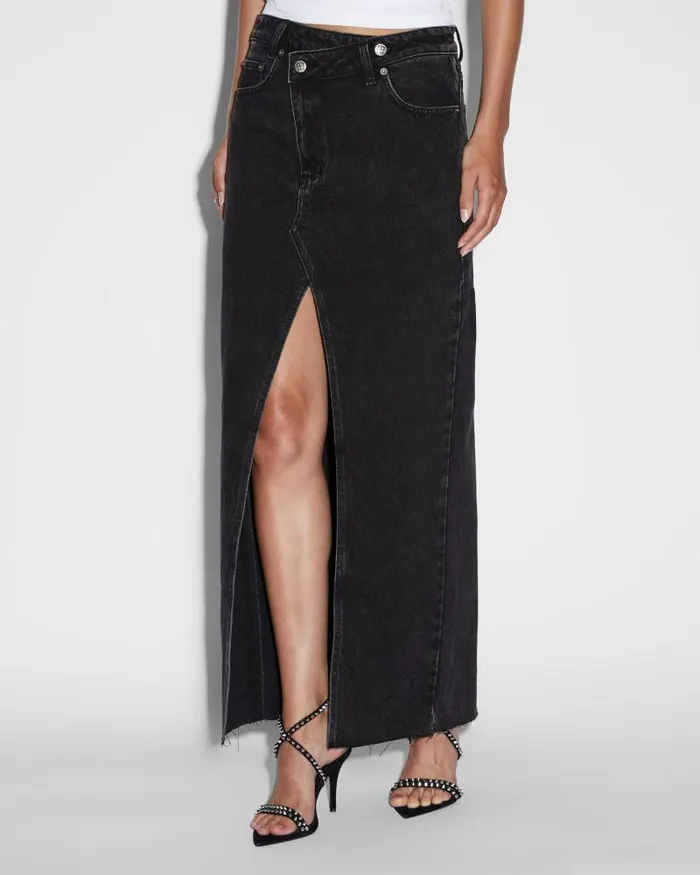 Ksubi Relax Maxi Skirt Washed Black Womens Denim Skirts