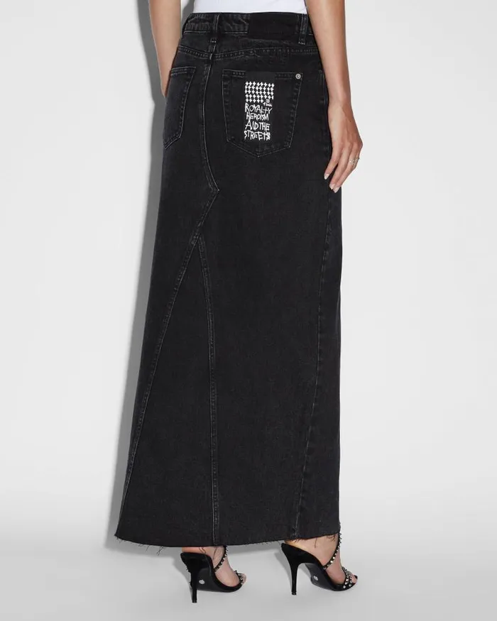 Ksubi Relax Maxi Skirt Washed Black Womens Denim Skirts