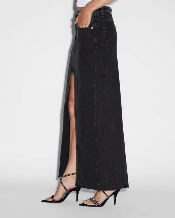 Ksubi Relax Maxi Skirt Washed Black Womens Denim Skirts