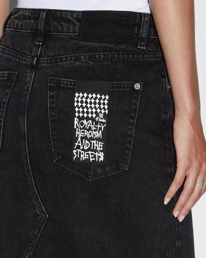 Ksubi Relax Maxi Skirt Washed Black Womens Denim Skirts