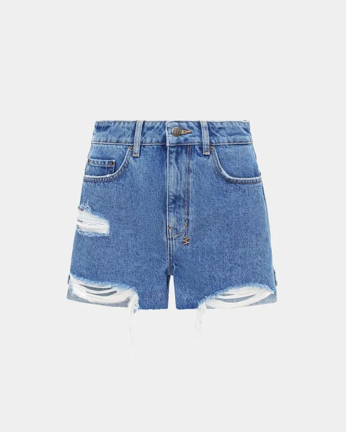 Ksubi Rise N Hi Short Heritage Trashed Womens Denim Shorts