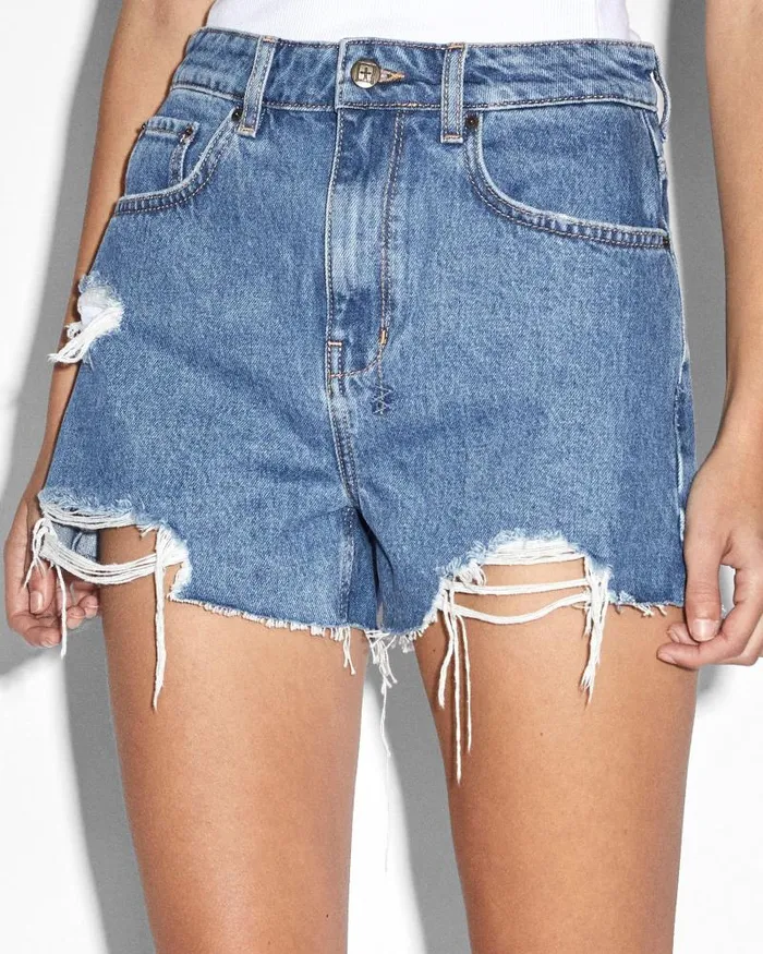 Ksubi Rise N Hi Short Heritage Trashed Womens Denim Shorts