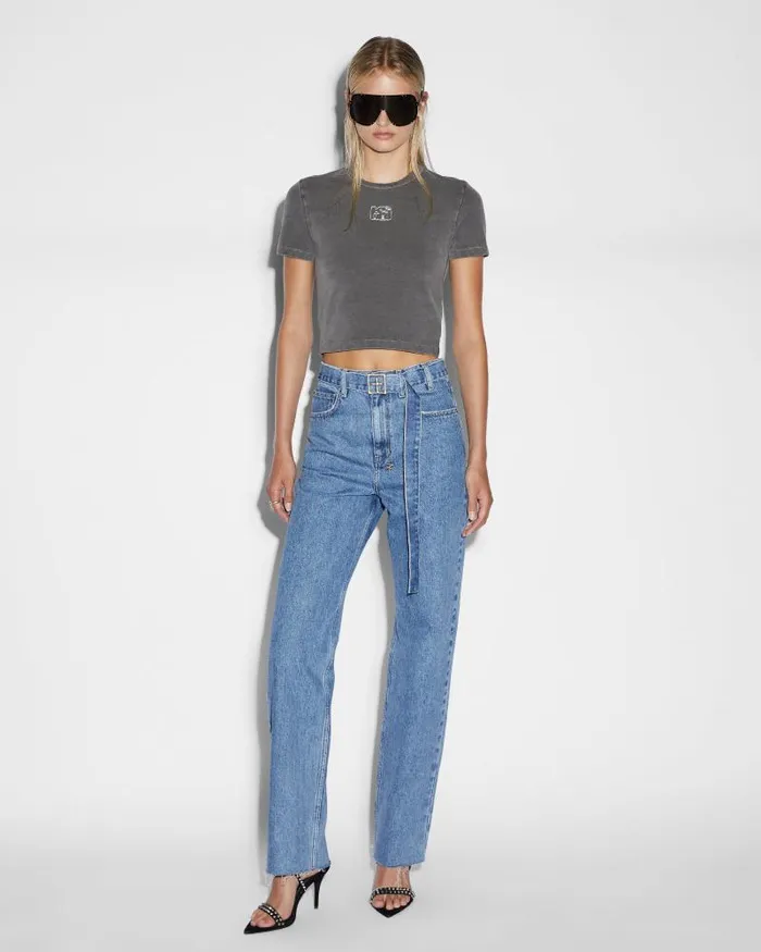 Ksubi Stacked Baby Ss Tee Charcoal Womens Tops