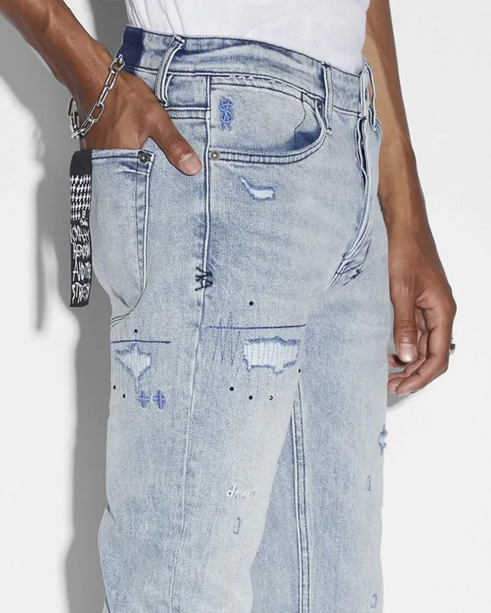 Ksubi Van Winkle Skribed Blu Mens Skinny
