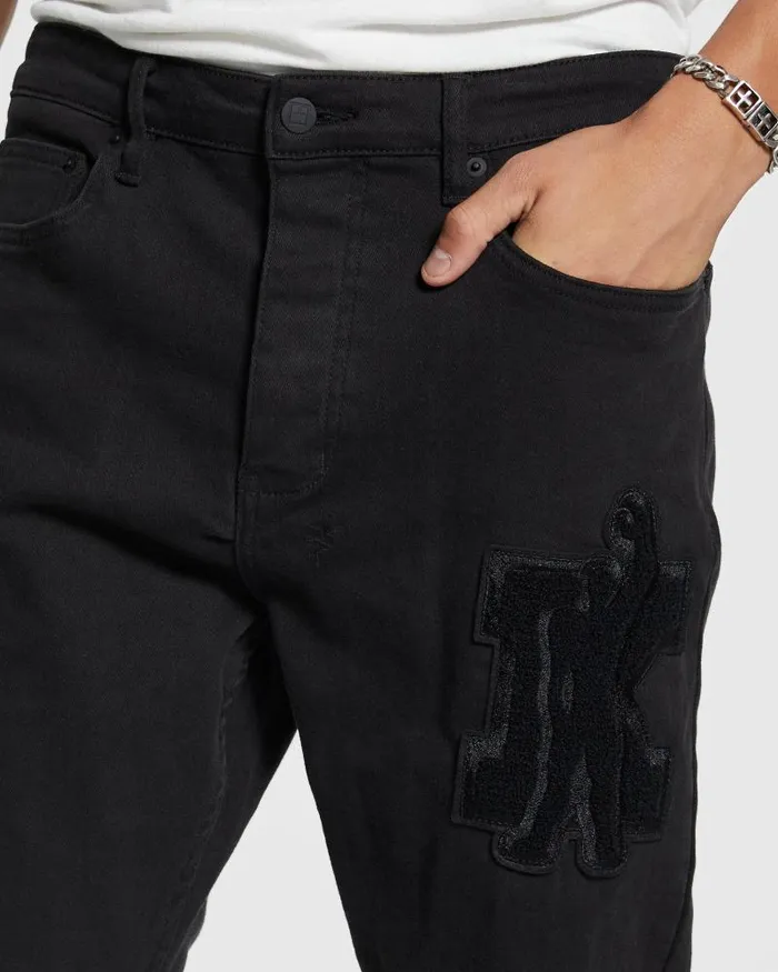 Ksubi Wolfgang K Patch Ace Black Mens Tapered