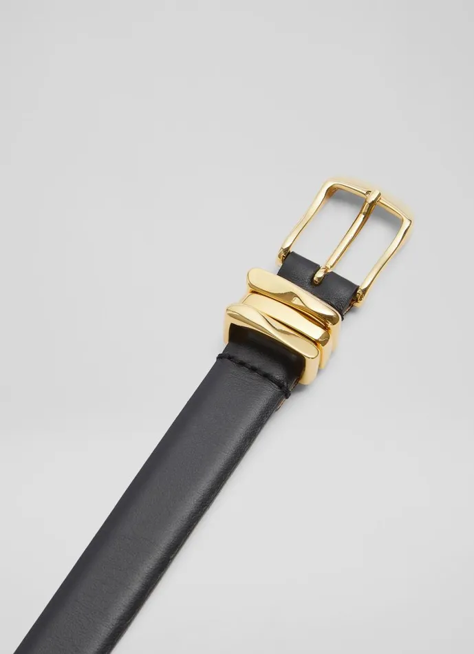 LKBennett Belts Women Georgette Black Leather Belt LKBennett Belts Women Georgette Black Leather Belt