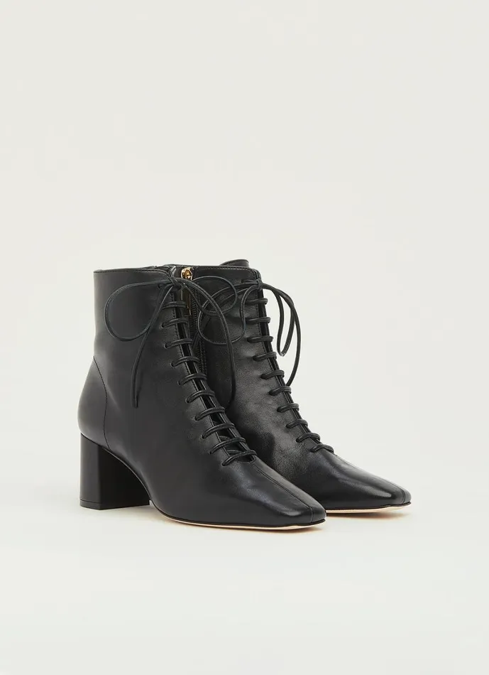 LKBennett Boots Women Arabella Black Leather LaceUp Ankle Boots