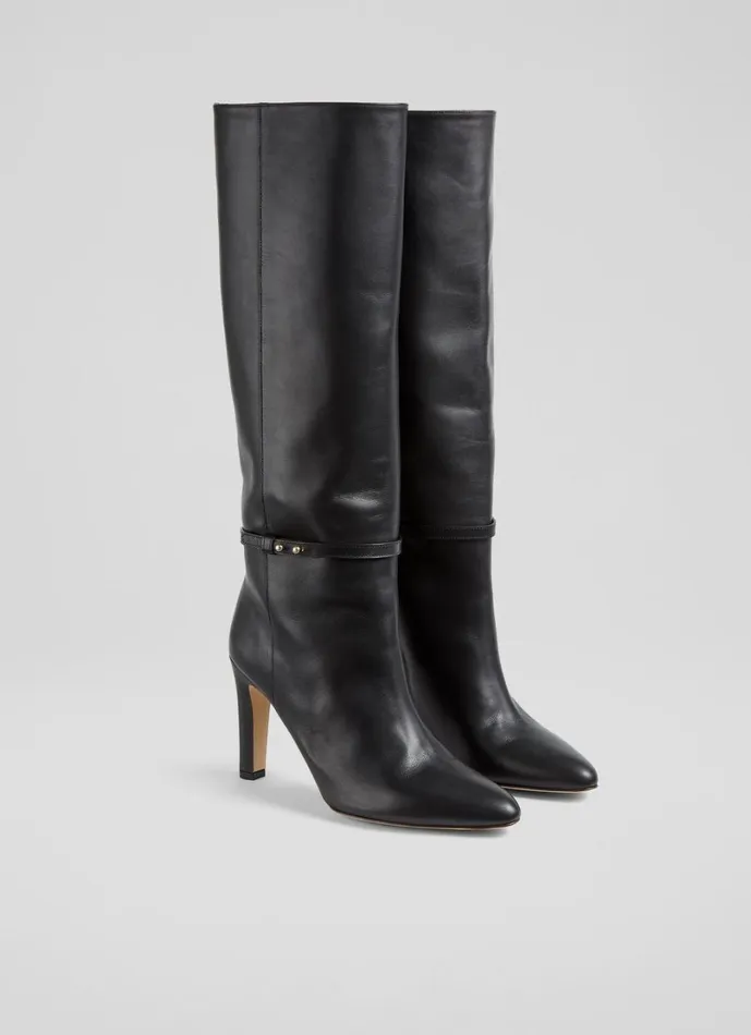 LKBennett Boots Women Caterina Black High Slim Block Stiletto Boot LKBennett Boots Women Caterina Black High Slim Block Stiletto Boot