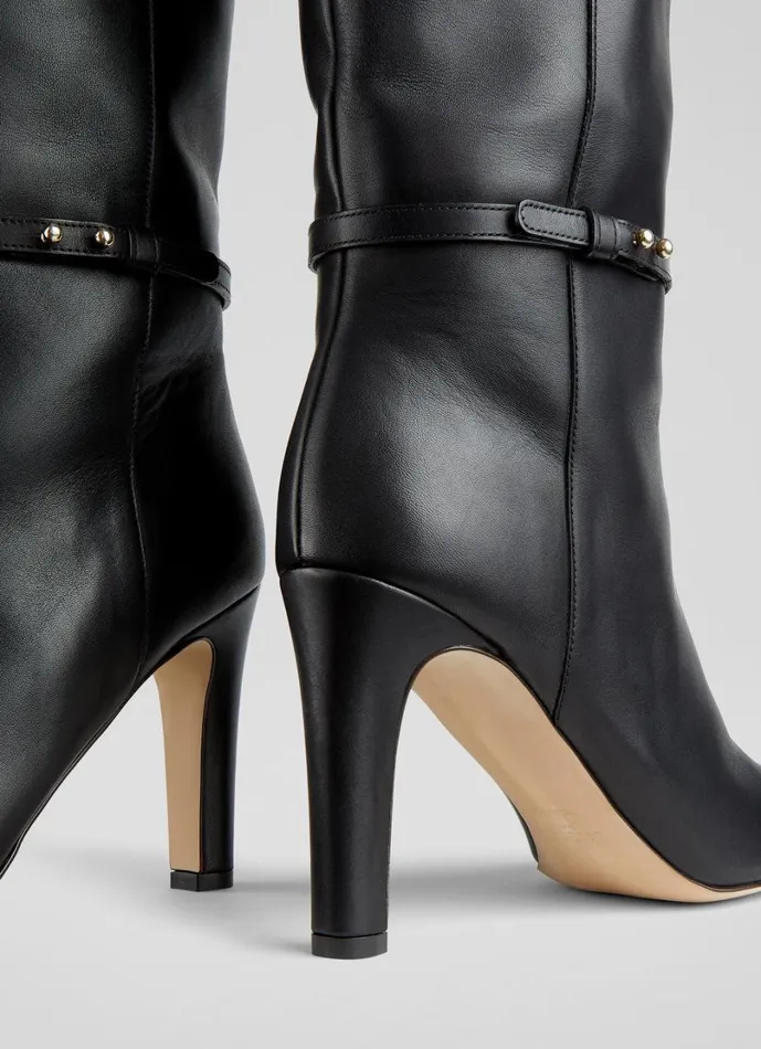 LKBennett Boots Women Caterina Black High Slim Block Stiletto Boot LKBennett Boots Women Caterina Black High Slim Block Stiletto Boot