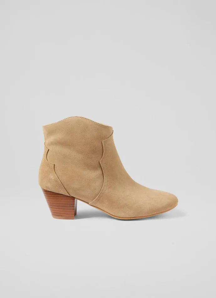 LKBennett Boots Women Leida Tan Leather Western Boots LKBennett Boots Women Leida Tan Leather Western Boots