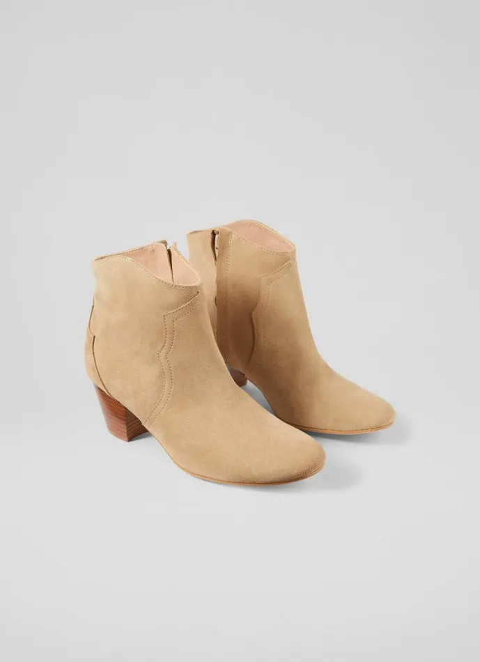 LKBennett Boots Women Leida Tan Leather Western Boots LKBennett Boots Women Leida Tan Leather Western Boots
