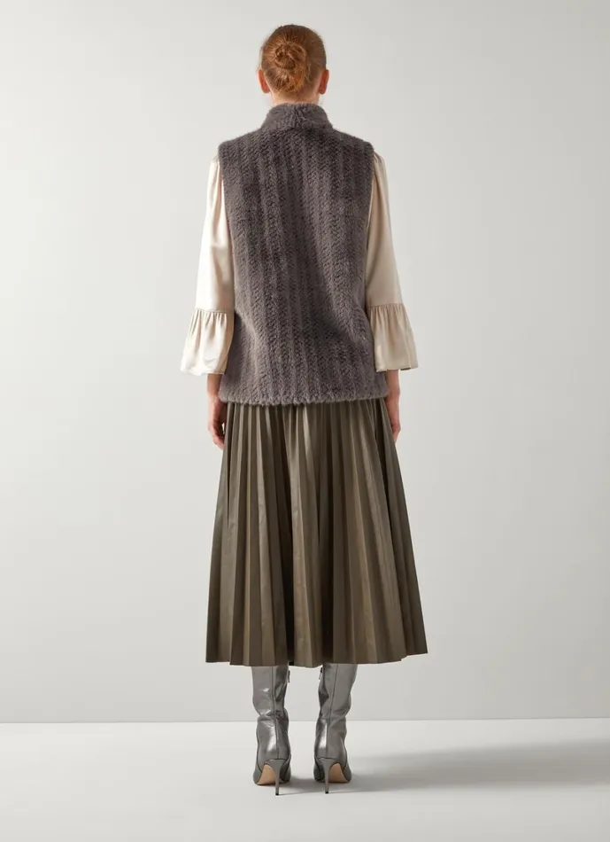 LKBennett Coats and Jackets Women Gil Grey Faux Fur Waistcoat LKBennett Coats and Jackets Women Gil Grey Faux Fur Waistcoat